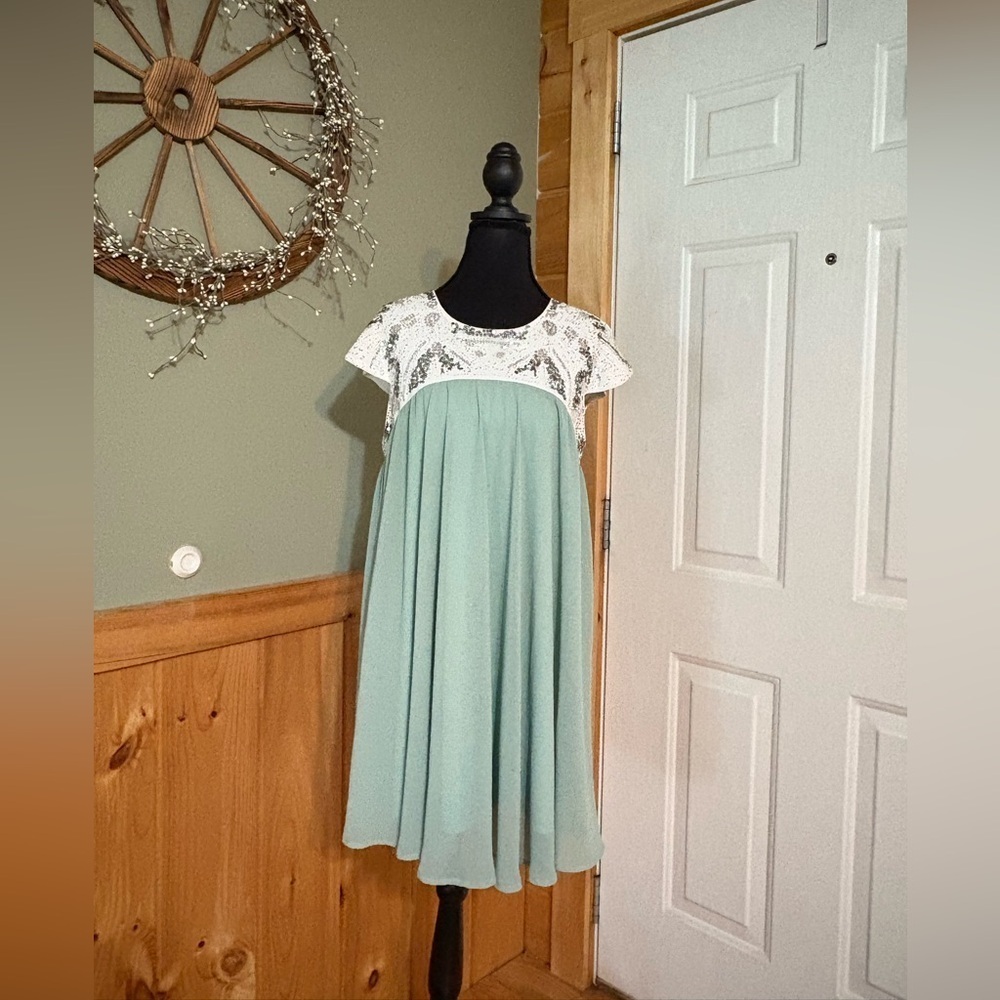 Altar'd State Mint Green Dress, Sequins, Size Medium